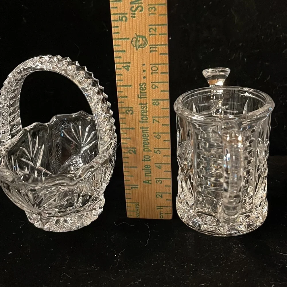 Lead Crystal Flower Basket and Watering Can-Beautiful Design